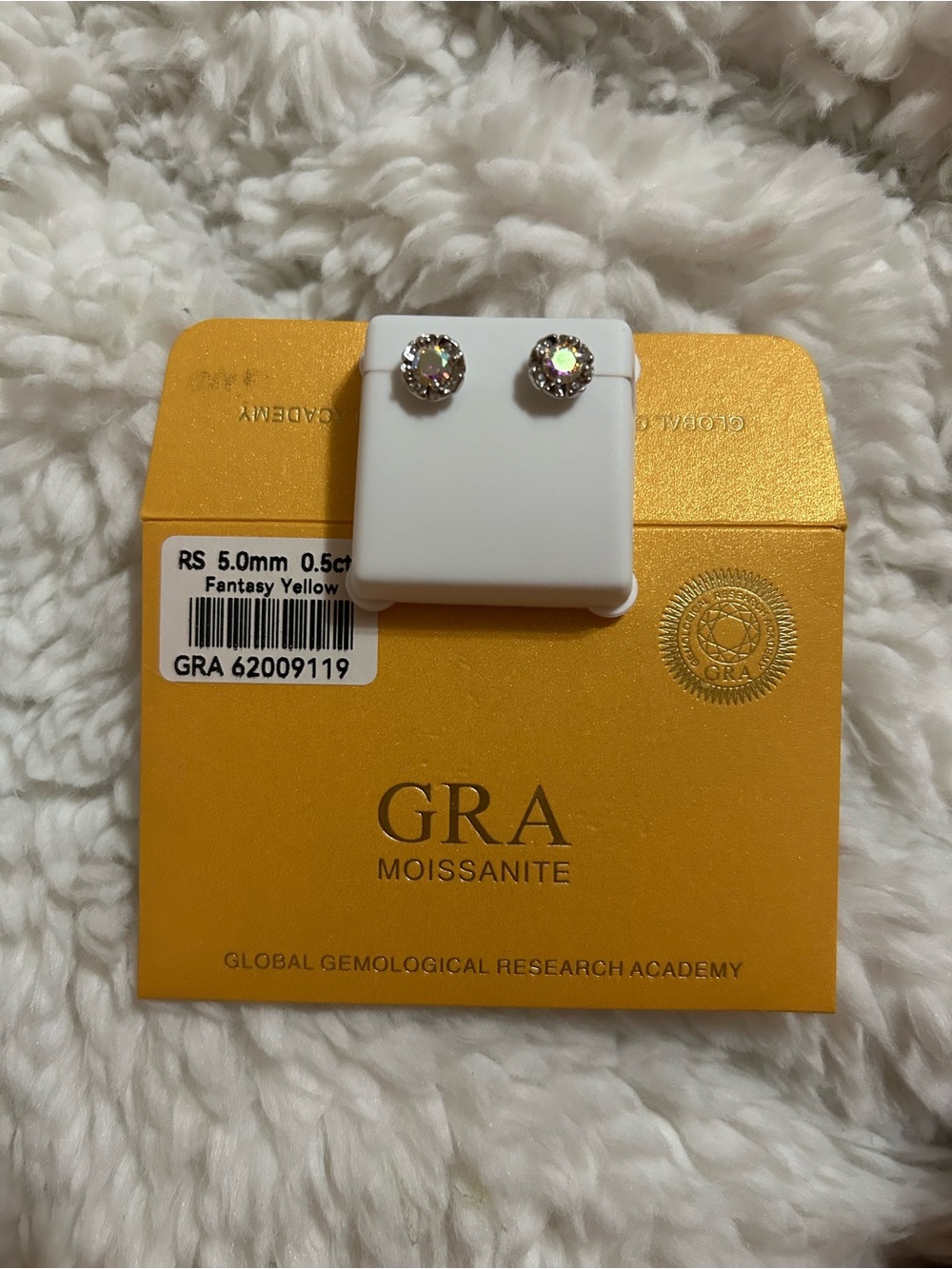 Moissanite Fantasy Yellow Round Stud Earrings